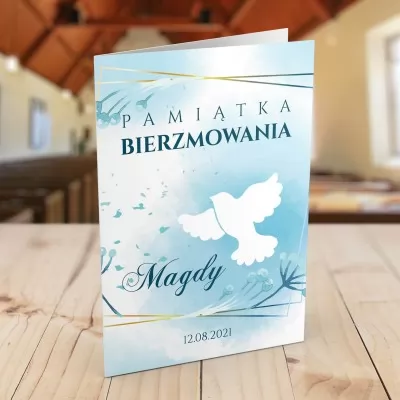 Kartka na bierzmowanie z dedykacją dla dziewczyny - Gołębica